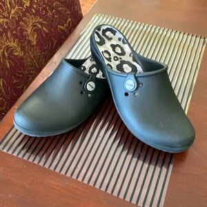 Crocs Black Rubber Mules, Size 8